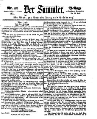 Der Sammler (Augsburger Abendzeitung) Dienstag 14. April 1874