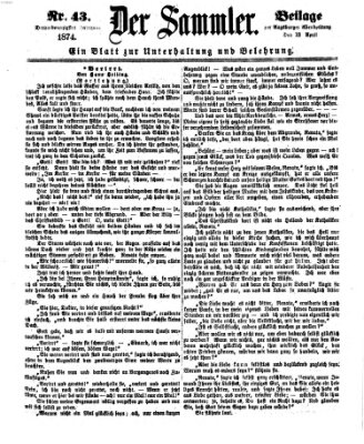 Der Sammler (Augsburger Abendzeitung) Samstag 18. April 1874