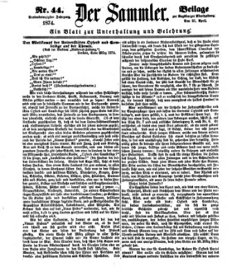 Der Sammler (Augsburger Abendzeitung) Dienstag 21. April 1874