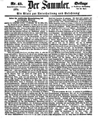 Der Sammler (Augsburger Abendzeitung) Donnerstag 23. April 1874