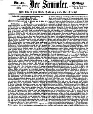 Der Sammler (Augsburger Abendzeitung) Samstag 25. April 1874