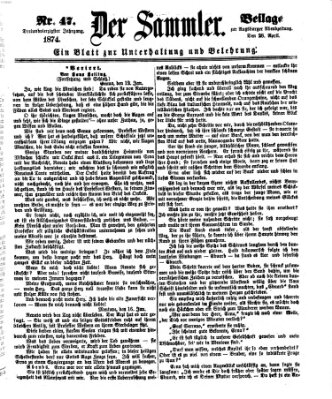 Der Sammler (Augsburger Abendzeitung) Dienstag 28. April 1874