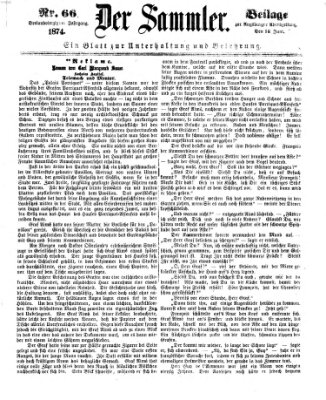 Der Sammler (Augsburger Abendzeitung) Donnerstag 18. Juni 1874