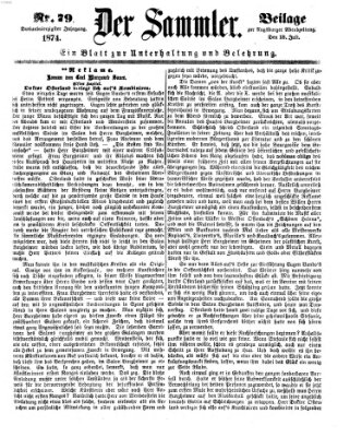 Der Sammler (Augsburger Abendzeitung) Samstag 18. Juli 1874