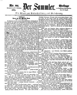 Der Sammler (Augsburger Abendzeitung) Dienstag 18. August 1874