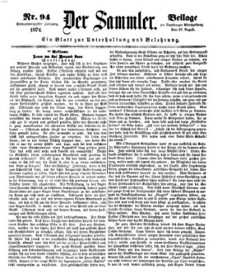 Der Sammler (Augsburger Abendzeitung) Donnerstag 27. August 1874