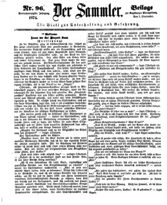 Der Sammler (Augsburger Abendzeitung) Dienstag 1. September 1874