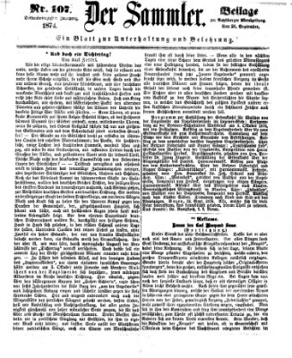 Der Sammler (Augsburger Abendzeitung) Samstag 26. September 1874