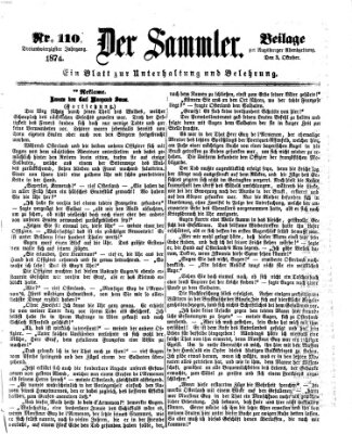 Der Sammler (Augsburger Abendzeitung) Samstag 3. Oktober 1874