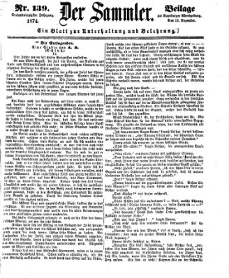 Der Sammler (Augsburger Abendzeitung) Samstag 12. Dezember 1874