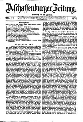 Aschaffenburger Zeitung Mittwoch 14. Januar 1874