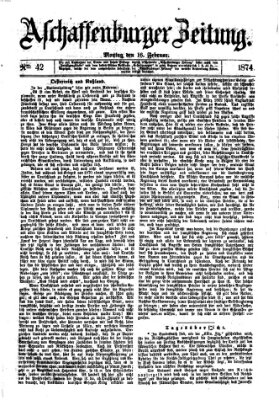 Aschaffenburger Zeitung Montag 16. Februar 1874