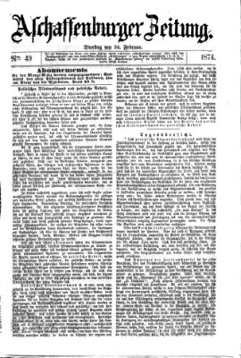 Aschaffenburger Zeitung Dienstag 24. Februar 1874