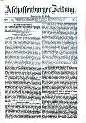 Aschaffenburger Zeitung Samstag 25. April 1874