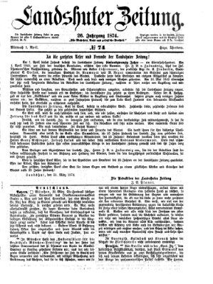 Landshuter Zeitung Mittwoch 1. April 1874