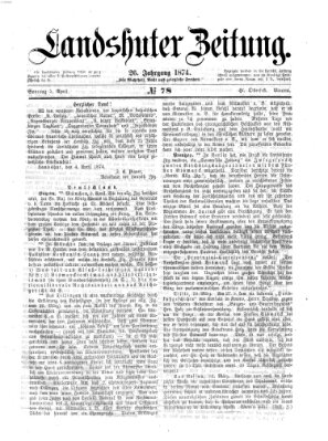 Landshuter Zeitung Sonntag 5. April 1874