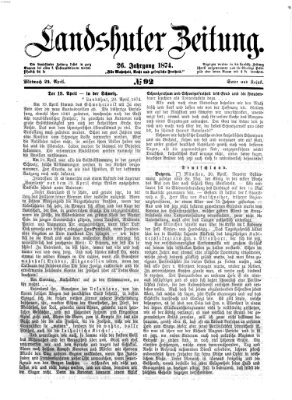 Landshuter Zeitung Mittwoch 22. April 1874