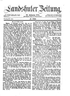 Landshuter Zeitung Dienstag 23. Juni 1874