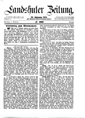 Landshuter Zeitung Samstag 26. September 1874