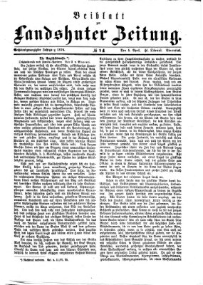 Landshuter Zeitung. Beiblatt zur Landshuter Zeitung (Landshuter Zeitung) Sonntag 5. April 1874