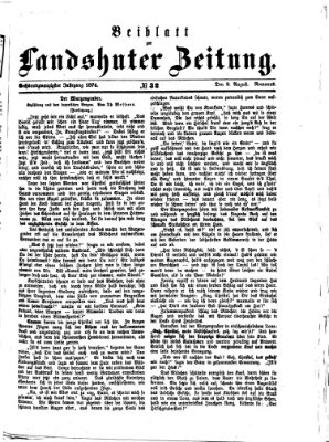 Landshuter Zeitung. Beiblatt zur Landshuter Zeitung (Landshuter Zeitung) Sonntag 9. August 1874