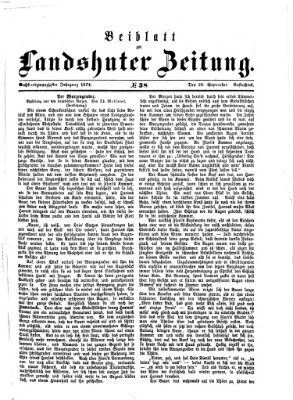 Landshuter Zeitung. Beiblatt zur Landshuter Zeitung (Landshuter Zeitung) Sonntag 20. September 1874