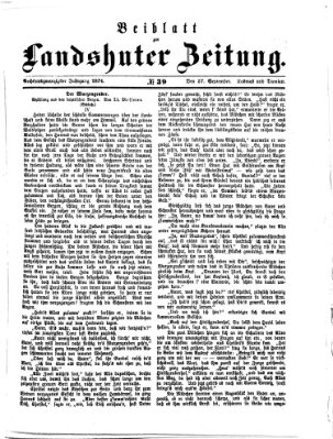 Landshuter Zeitung. Beiblatt zur Landshuter Zeitung (Landshuter Zeitung) Sonntag 27. September 1874