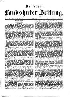 Landshuter Zeitung. Beiblatt zur Landshuter Zeitung (Landshuter Zeitung) Sonntag 29. November 1874