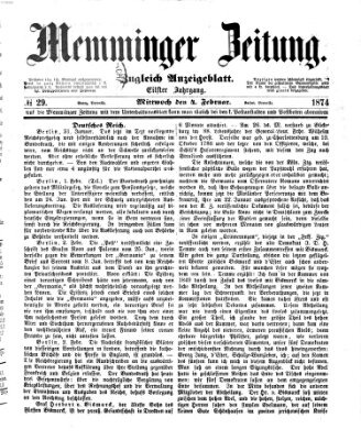 Memminger Zeitung Mittwoch 4. Februar 1874