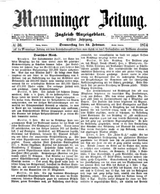 Memminger Zeitung Donnerstag 12. Februar 1874