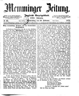 Memminger Zeitung Donnerstag 19. Februar 1874