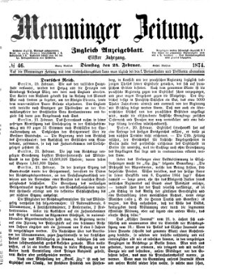 Memminger Zeitung Dienstag 24. Februar 1874