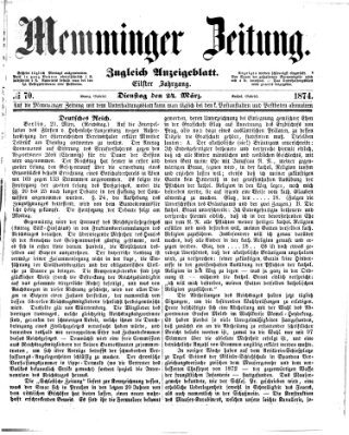 Memminger Zeitung Dienstag 24. März 1874