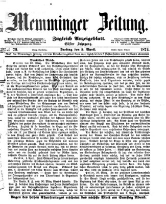 Memminger Zeitung Freitag 3. April 1874