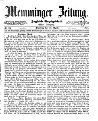 Memminger Zeitung Dienstag 14. April 1874