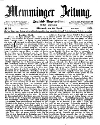 Memminger Zeitung Mittwoch 29. April 1874