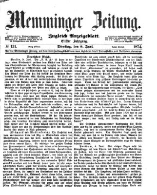 Memminger Zeitung Dienstag 9. Juni 1874