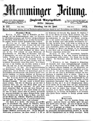 Memminger Zeitung Montag 15. Juni 1874