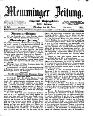 Memminger Zeitung Dienstag 23. Juni 1874