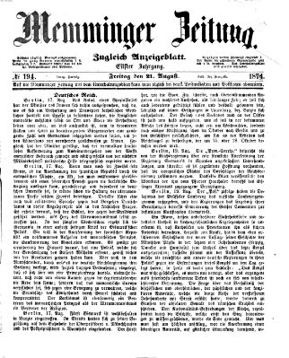 Memminger Zeitung Freitag 21. August 1874