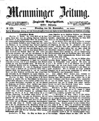 Memminger Zeitung Dienstag 22. September 1874