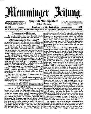 Memminger Zeitung Dienstag 29. September 1874