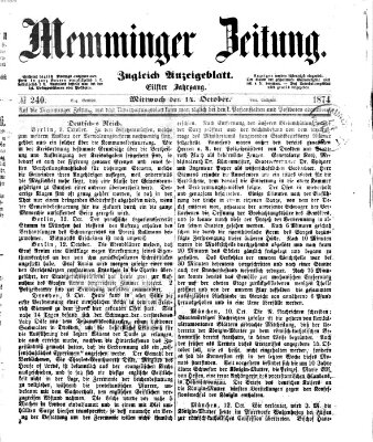 Memminger Zeitung Mittwoch 14. Oktober 1874