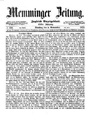 Memminger Zeitung Dienstag 3. November 1874