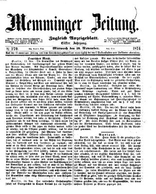 Memminger Zeitung Mittwoch 18. November 1874