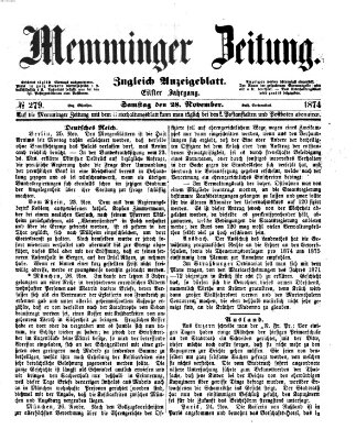 Memminger Zeitung Samstag 28. November 1874