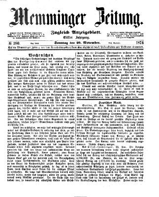 Memminger Zeitung Sonntag 29. November 1874