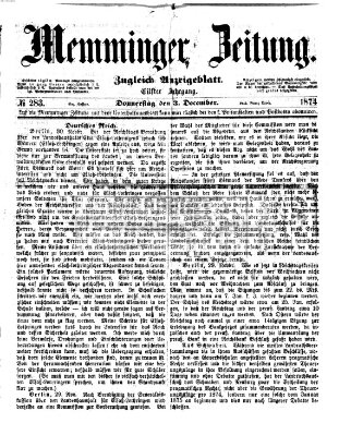 Memminger Zeitung Donnerstag 3. Dezember 1874