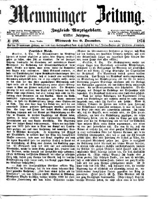 Memminger Zeitung Mittwoch 9. Dezember 1874