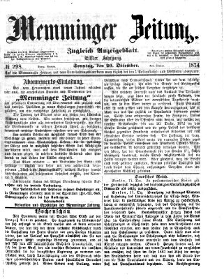 Memminger Zeitung Sonntag 20. Dezember 1874